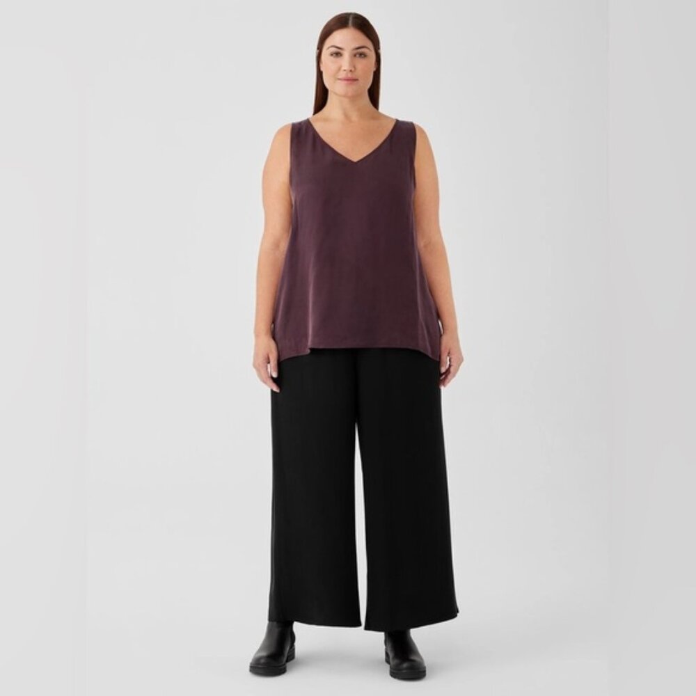Silk Georgette Crepe Wide-Leg Pant Size Large 100% Silk